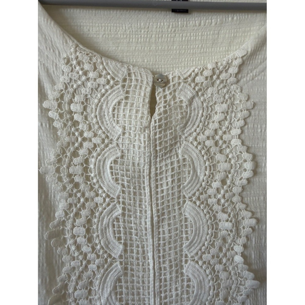 Thomas Olivia Plus‎ Size 1X Ivory Cream Lace Trim Boho Bell Sleeve Blouse Top - Picture 10 of 16